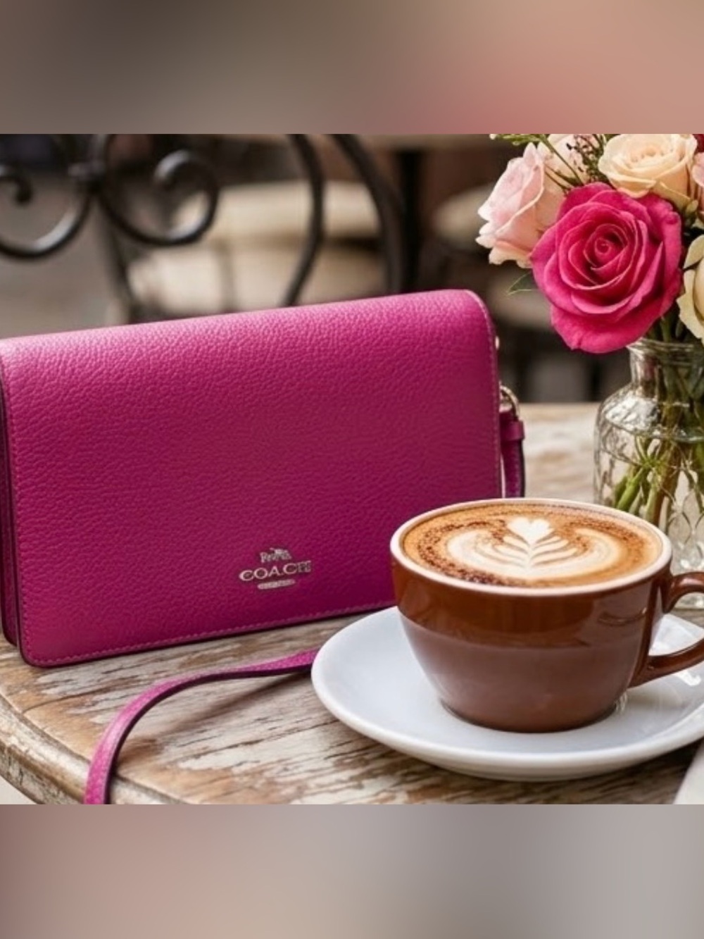 Coach Crossbody Bag in Bright Fuchsia Leather